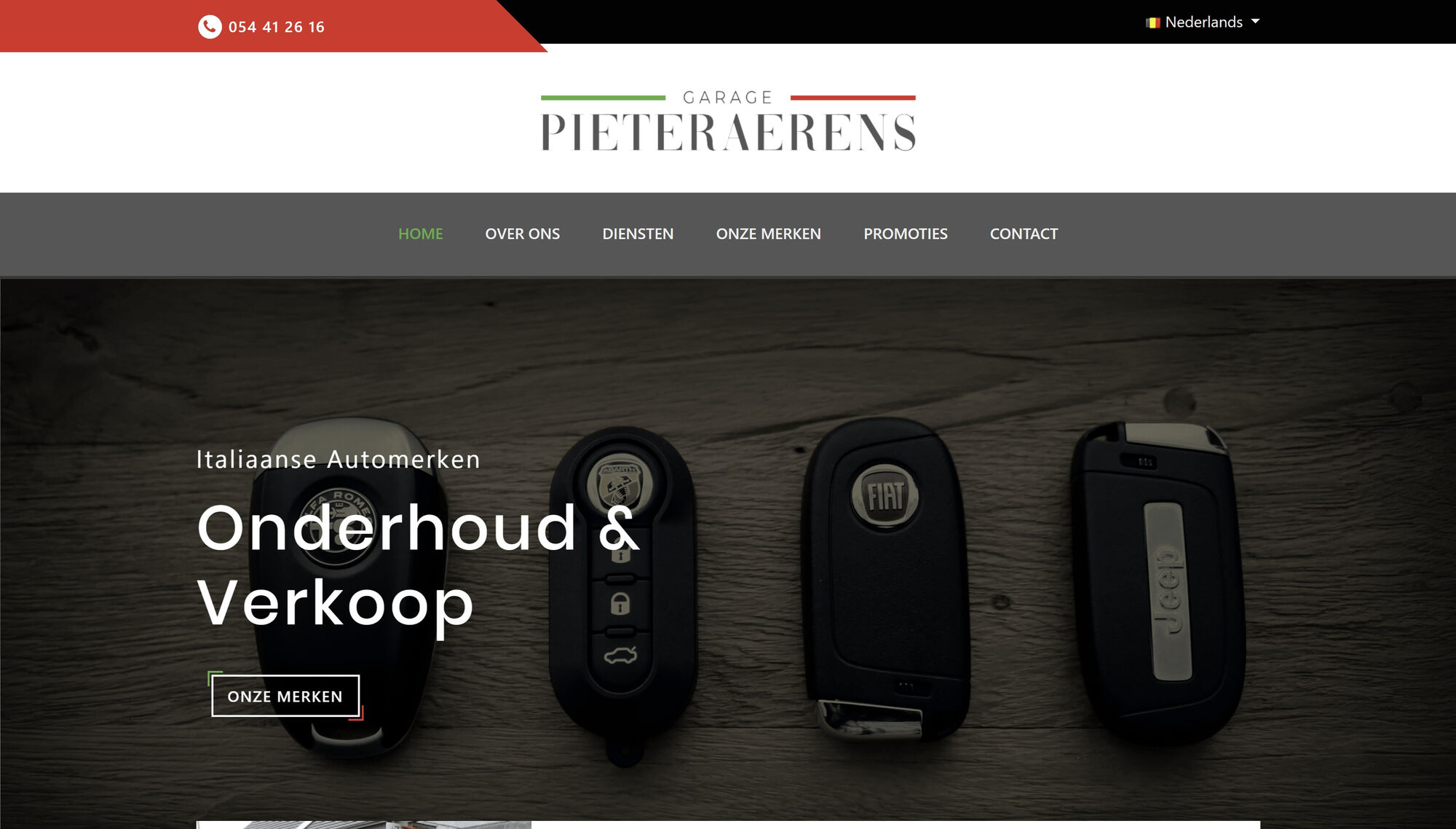 website voor Garage Pieteraerens
